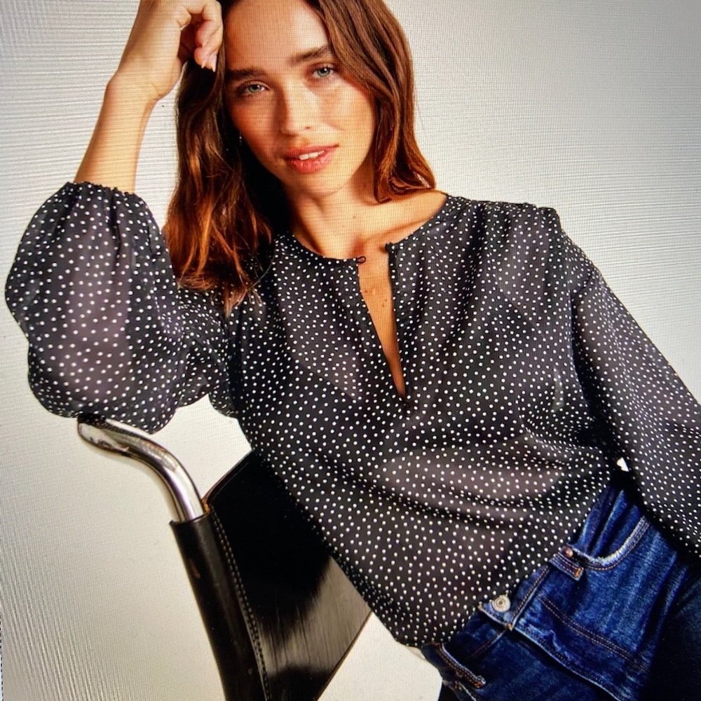 Abercrombie and Fitch Blouse, black with white dots